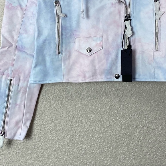 BLANK NYC Tie-Dye Faux Leather Moto with Removable Hood - Picture 6 of 16